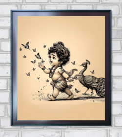 Murugan Play with Butterfly Digital Pen Art