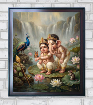 Ganesh and Murugan Divine Kids Vintage Edition - 14 in A3 Size