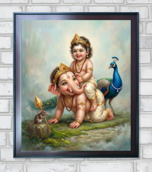 Ganesh and Murugan Divine Kids Vintage Edition - 17 in A3 Size
