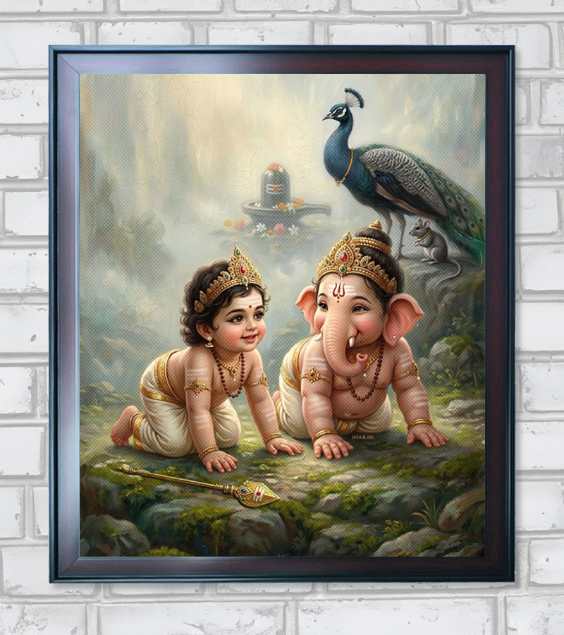 Ganesh and Murugan Divine Kids Vintage Edition in A3 Size