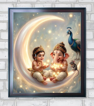 Ganesh and Murugan Divine Kids Vintage Edition - 18 in A3 Size