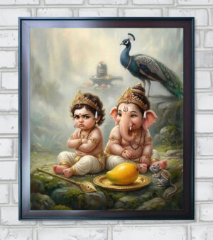 Ganesh and Murugan Divine Kids Vintage Edition - 20 in A3 Size