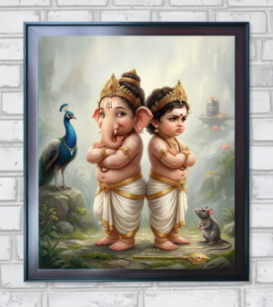 Ganesh and Murugan Divine Kids Vintage Edition - 21 in A3 Size
