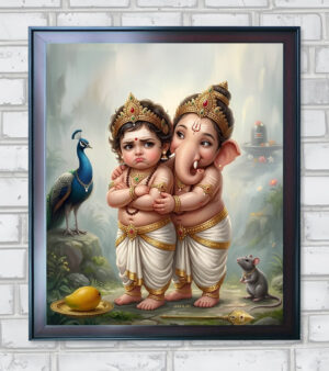 Ganesh and Murugan Divine Kids Vintage Edition - 22 in A3 Size