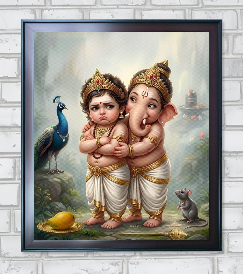 Ganesh and Murugan Divine Kids Vintage Edition - 22 in A3 Size