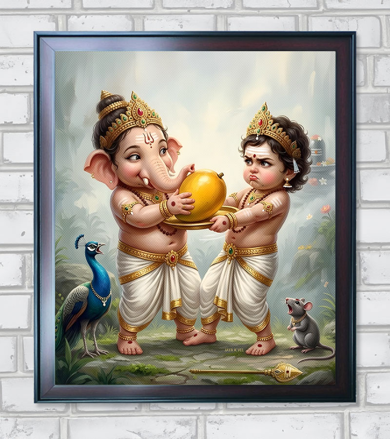 Ganesh and Murugan Divine Kids Vintage Edition - 23 in A3 Size