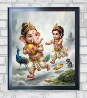 Ganesh and Murugan Divine Kids Vintage Edition - 24 in A3 Size