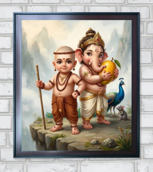 Ganesh and Murugan Divine Kids Vintage Edition - 26 in A3 Size
