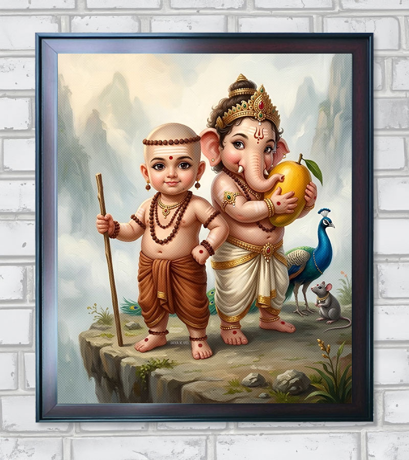 Ganesh and Murugan Divine Kids Vintage Edition - 26 in A3 Size